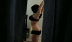 Toned fake-tit wife dances naked and shows off her pussy