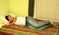 Sling brunette with round bottom fucks on the homemade tape