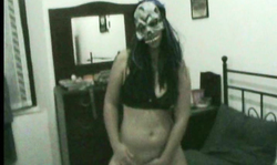 Masked teen girlfriend black stockings rides my boner