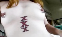 Awesome young redhead bangs with old man and a fucking machine