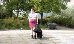 UK Flashers fat chick is walking fully naked in public place