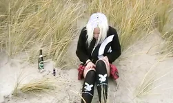 Bleached UK Flashers chick stimulates her tight crack with passion