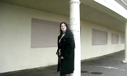 Big-boobed UK Flashers brunette goes topless in public place