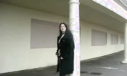 Big-boobed UK Flashers brunette goes topless in public place