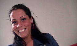 Big-boobed brunette Unge Danske is getting nude on the red sofa