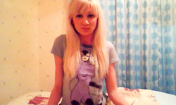 Soloing Russian sex angel strokes her little pussy with passion