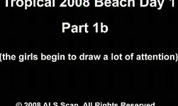 Sexy white babes are showing off their naked boobs on the beach