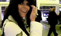 Bitchy brunette MILF Aische Pervers sucks a fat dick in public toilet