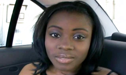 Black beauty with innocent look is trying a hard white dick