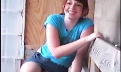 Sweet Amateur Model looks awesome in denim miniskirt