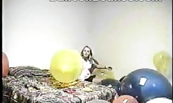 Sexy balloon fetish with two girls and their giant balloons