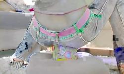 Butt Crush fetish action with a hot bitch in tight jeans