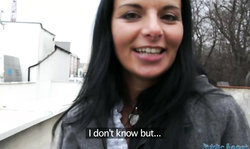 Stunning black-haired pervert is giving a head in the video by Public Agent