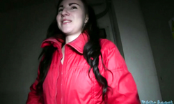 Kinky brunette is showing off her hot body for stranger