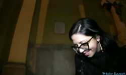 Small-tit brunette is showing off her little boobies in bathroom