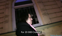 Brunette being seduced by Public Agent and fucked in her mouth