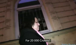 Brunette being seduced by Public Agent and fucked in her mouth