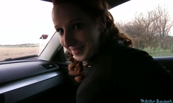 Redhead chick taking cash and sucking dick in the car!