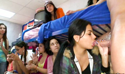 Teen college girls sucking muscled stripper cock