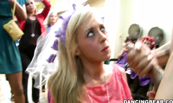 Babe giving head for stripper at Dancing Bear party