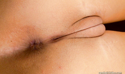 Bleached Candy Girl strokes her little muff in close-up