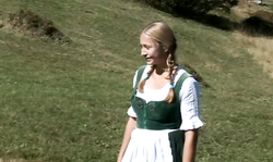 Golden girl Valerie Hilton banged in the Alps by two farmers