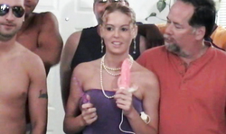 Horny as hell fuckers are cumming on the face of a lusty girl