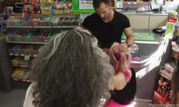Punk girl Erika Sevilla is giving a public blowjob on the gas station