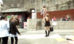American hooker Juliette March is walking nude with US flag
