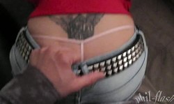 Tattooed black-haired girlfriend has a very nice round ass