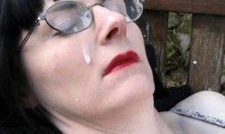 Beautiful MILF in brown Stockings stimulates her tight cunt