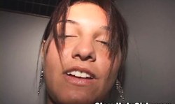 Nice-looking white girl gets interracial cum in Gloryhole