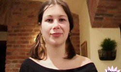 Experienced European teen with pigtails is sucking on the knees