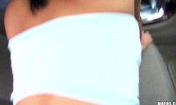 Skinny cutie Mia Hurley blows a loaded prick with wide-opened eyes