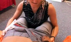 Brother's girlfriend slurps my boner down on the knees