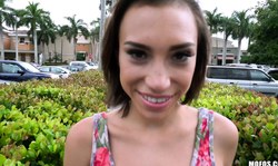 Sexy cutie Amber Faye sucks my dick in the green garden