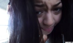 Big-bottomed brunette Latina Karissa Kane reaches an orgasm