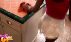 Smiling ebony teen Essence shows her sexy round ass