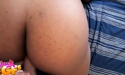 Ebony Oceana is sucking a massive white wiener without using her hands