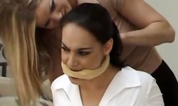 Perfect domination with a busty bonded Amber Michaels