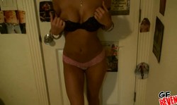 Toned amateur teen Cara reveals her awesome big boobies