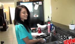 Slutty brunette Kaisey just sucked sperm out of a boner