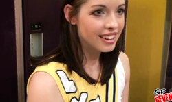 Sexy cheerleader slut Katie Lewis fucks with a team player