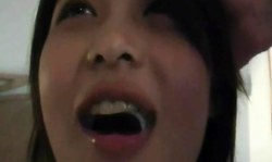 Slutty Asian brunette swallows thick cumshot with pleasure