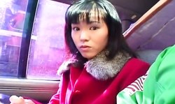 Cutest Asian lass flashed her pussy in the train