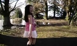 My Cute Asian sex doll looks awesome in white miniskirt