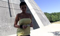 Glamorous brunette Gabrielle Gucci sucks outdoors